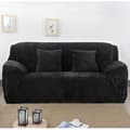 Sofföverdrag - Sammet - 2-sits - Elastiskt - Svart - 145-185 cm