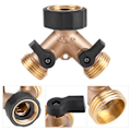 Miniatyrbilde 11 av 11: Messing Vannkran Adapter 2 Veis Y-Form 3/4 Slangekobling Hagevanning (Amerikansk Standard)