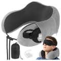 Nackkudde med sovmask och öronproppar - 3-i-1 Resekit