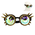 Pikkukuva 7 / 10: Sateenkaari Kristallilinssit Halloween Rave-lasit - Säädettävät Psykedeelinen Steampunk-tyyli Trippy Kaleidoskooppi-efektillä Pronssissa