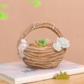 Miniatyrbilde 6 av 11: Simulering kreativ bambuskurv harpiks sukkulent blomsterpotte hage mikro landskap skrivebord grønn plante liten blomsterpotte-Kanin