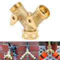 Miniatyrbillede 4 af 11: 3/4 Tommer 2-Vejs Havevandingsfordeler Have Messing Vandforbindelse med Ventil US Standard