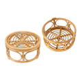 Miniatyrbild 6 av 11: Rattan Växtställ för inomhus Rund Form Naturlig Växtställ Handgjord Rattan Planteringsställ för Hem Trädgård Gräsmatta Stor
