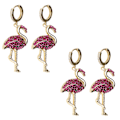 Miniatyrbilde 5 av 11: 2 Par Øredobber Diamant Flamingo Drop Dangle AllMatch Mote Ørepynt