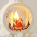 Miniatyrbilde 4 av 5: Retro Rund LED Lys i Liten Glass med Plast Elementer - Hvit Julenisse Juledekorasjon for Hjemmet