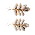 Miniatyrbilde 10 av 11: Conch-skjell øredobber Boho-stil Skjell hengende øredobber Håndvevde øredobber for kvinner jenter Kaffe farge