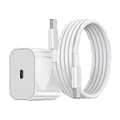 iPhone Snabbladdare USB-C Strömadapter 20W + Kabel Vit (1 laddare och 1 laddningskabel)