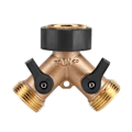 Miniatyrbilde 9 av 11: Messing Vannkran Adapter 2 Veis Y-Form 3/4 Slangekobling Hagevanning (Amerikansk Standard)