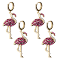 Miniatyrbilde 6 av 11: 2 Par Øredobber Diamant Flamingo Drop Dangle AllMatch Mote Ørepynt