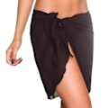 Miniatyrbillede 5 af 9: 2-delt strandskjørt, kort sarong i chiffon, blød solbeskyttelse, sommerbikiniwrap til kvinder, sort + hvid