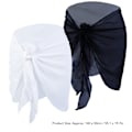 Miniatyrbillede 6 af 9: 2-delt strandskjørt, kort sarong i chiffon, blød solbeskyttelse, sommerbikiniwrap til kvinder, sort + hvid