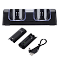 Miniatyrbillede 3 af 11: Fjernbetjening Batterilader med Strømkabel Stabil Bærbar Dobbelt Ladestation Dock til Wii Spil Fjernbetjening Batteri Sort