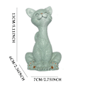 Miniatyrbillede 2 af 8: Siddende kat dyrestatue harpiks håndværk ornamenter tre sidde katte have hjem dekoration ornamenter grå