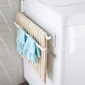 Miniatyrbillede 3 af 9: Magnetisk Dobbelt Badehåndklæde Stang Holder Stativ til Badeværelse & Køkken (Hvid)