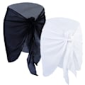 Miniatyrbillede 1 af 9: 2-delt strandskjørt, kort sarong i chiffon, blød solbeskyttelse, sommerbikiniwrap til kvinder, sort + hvid