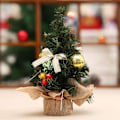 Miniatyrbilde 5 av 5: 3 stk Mini kunstig juletre med ornamenter - Perfekt julepynt til bord og skrivebord, 8 tommer / 20 cm høyt lite juletre for Yo