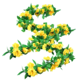 Miniatyrbillede 1 af 9: Simuleret kunstig blomsterranke dekoration plastikvin (2*ranke) gul ni-hovedet rose
