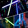 Miniatyrbillede 4 af 5: 2-delt LED lyssværd sæt, lys og lyd 2 i 1 lysende lyssværd teleskopisk lasersværd legetøj lyssværd, velegnet til festgaver, cosplay legetøj