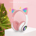 Miniatyrbilde 2 av 7: Hodetelefoner med søte katteører, rosa, trådløs Bluetooth 5.0 LE, ZQKLA