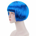 Miniatyrbilde 4 av 6: Blå kort bob- parykk for cosplay i flapper-stil - Syntetisk kostyme for kvinner, ZQKLA