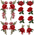 Miniatyrbild 1 av 4: 6 Set 12 st Röda Rosor Broderade Märken Diverse Ornamentala De