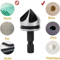 Miniatyrbilde 4 av 5: 3 stk. 1/4\" Hex HCS Fasfreser 5 Fløyte Forsenker Bits Co, ZQKLA