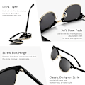 Pikkukuva 3 / 5: Retro Round Semi Rimless Polarisoivat Aurinkolasit UV-Suoja, ZQKLA