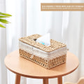 Miniatyrbillede 4 af 5: Håndlavet Rattan Tissue Box, Rektangulær Tissue Box Dispenser, ZQKLA