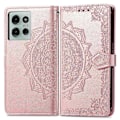 Miniatyrbilde 1 av 5: For Motorola Moto G75 5G Lommebok Etui Mandala Blomst Lær Telefon Deksel Stativ Visning - Rose Gull Rose Gold