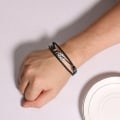 Miniatyrbillede 4 af 4: Unisex Håndlavet Flettet Guitar Armbånd i Ægte Læder og Rustfrit Stål