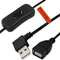 Miniatyrbild 1 av 4: 30 cm USB-kabel med strömbrytare PÅ/AV Kabel Förlängning USB-fläkt Strömförsörjningskabel Hållbar Adapter Växel för USB-lampa Left bend
