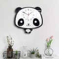 Miniatyrbillede 2 af 5: Nordisk Stil Panda Væg Ur Stille Træ Ur Til Hjemmet
