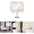 Miniatyrbillede 1 af 5: Fjer Bordlampe Hvid Ved Sengebord Lampe Fjer Lampeskærm Bord