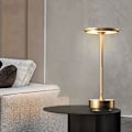 Miniatyrbilde 4 av 5: Bærbar metall skrivebordslampe trådløs LED-bordlampe 3 farger berøringskontroll oppladbar lampe (lys gull)
