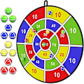 Pikkukuva 1 / 2: Lasten Dart-taulusetti - 12 Tarra-palloa - Sisä- ja ulkotiloihin sopiva hauska juhlapeli 3-12-vuotiaille pojille ja tytöille