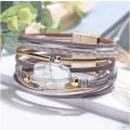 Miniatyrbilde 5 av 5: Leopard Armbånd for Kvinner, Boho Lær Wrap Multi-Layer Pe, ZQKLA