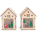 Miniatyrbillede 1 af 6: Julelysende Træhus 2 stk. Julepynt De,ZQKLA
