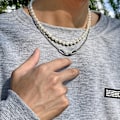 Pikkukuva 3 / 3: Hip Hop Retro Jäljitelmähelmi Miesten Kaulakoru, Valkoinen K Set 2564