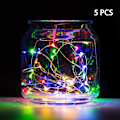 Miniatyrbild 1 av 7: 5-pack 1M 10 LED Silver Wire Fairy String Lights LED Firefly,ZQKLA