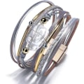 Miniatyrbilde 3 av 5: Leopard Armbånd for Kvinner, Boho Lær Wrap Multi-Layer Pe, ZQKLA