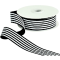Miniatyrbillede 1 af 4: Sort Hvid Stribet Bånd 2,5 cm Bredt Stof Grosgrain Bånd 23 Meter Rulle Til Gaveindpakning Valentinsdag Diy Hår