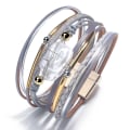 Miniatyrbilde 1 av 5: Leopard Armbånd for Kvinner, Boho Lær Wrap Multi-Layer Pe, ZQKLA