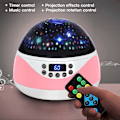 Miniatyrbilde 5 av 6: Stjernehimmel-projektor med timer og musikk, rosa, fjernkontroll, ZQKLA