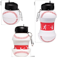 Pikkukuva 6 / 7: Klipsattava Kasaan Taittuva BPA-Vapaa Silikoninen Baseball-Vesipullo, ZQKLA