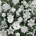 Miniatyrbillede 1 af 7: Juletræspynt Snefnug Ornamenter - 100 stk. Hvide, ZQKLA