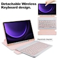 Pikkukuva 4 / 5: Yhteensopiva Samsung Galaxy Tab S9 FE Kotelo Nahka+Akryyli Pyörivä Jalusta Suojus Bluetooth-näppäimistöllä Pink