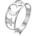 Miniatyrbilde 1 av 7: Måne- og stjernering for kvinner og jenter, astrologi ring, ZQKLA
