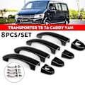 Miniatyrbilde 2 av 5: 8 stk. sett ABS krom dørhåndtak deksler for TRANSPORTER T5 T6 VAN 2003-2015 Gloss Black