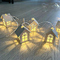 Miniatyrbillede 4 af 5: 10 LED Træhus Feelysslynge Bryllup Fest Nytår Hængende Girland Julepynt Hjem Navidad Kerst Noel Lamper