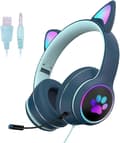 Trådbundna katthörlurar LED Gaming Headset för vuxna och tonåringar, ZQKLA